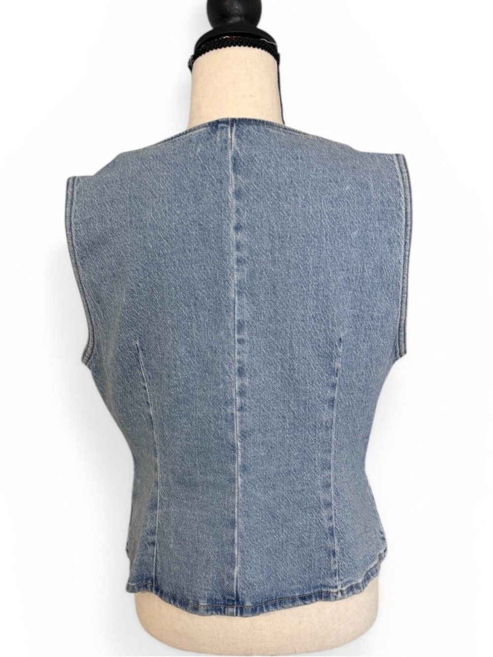 Zara Denim Vest XL BNWT Light Wash Button Front Waistcoat 90s Western - Picture 6 of 9